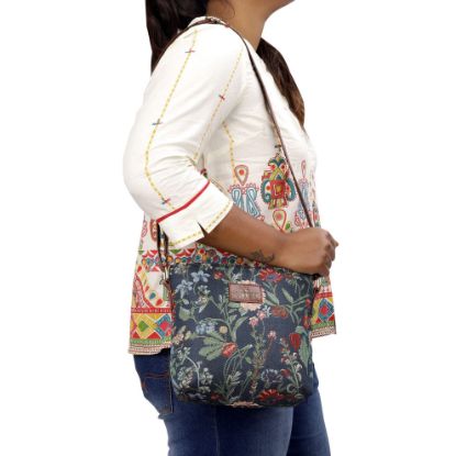 Picture of THE CLOWNFISH Linda Series Sling for Women Casual Ladies Single Shoulder Bag For Women Crossbody Bag for College Girls (Navy Blue-Floral)
