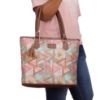 Picture of The Clownfish Aviva Printed Handicraft Fabric Handbag for Women Office Bag Ladies Shoulder Bag Tote for Women College Girls (Multicolour-Triangle Design)