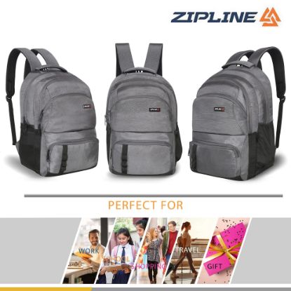 Picture of Zipline Polyester 35Ltr Laptop Bags Backpack for Men and Women college girls boys fits 15.6 inch laptop (Grey)