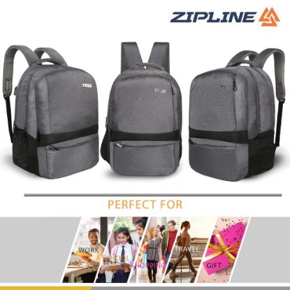 Picture of Zipline Polyester 36Ltr Laptop Bags Backpack for Men and Women college girls boys fits 15.6 inch laptop (Grey)
