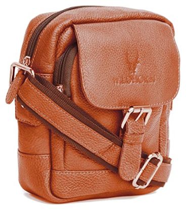 Picture of WILDHORN® Original Leather 9 inch Sling Bag for Men I Multipurpose Crossbody Bag I Travel Bag with Adjustable Strap I DIMENSION: L- 8 inch H- 9 inch W- 3 inch (TAN NAPPA)