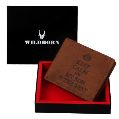 Picture of WILDHORN® My Best Son Men's Leather Wallet I Gift Hamper for Son (Tan)