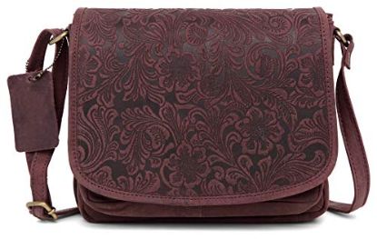 Picture of Oliva Crossbody Bags for Women-Premium Leather Vintage Fashion Purse with Adjustable Strap (Distressed Printed Pink)