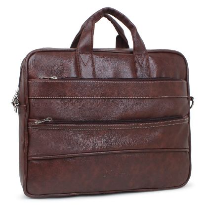 Picture of Bagneeds Pu Leather 15.6 inch Messenger Sling Office Shoulder Travel Organizer Bag For Men & Women (Brown)