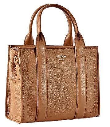 Picture of eske Trude - Genuine Leather Tote - Spacious Compartments - Work and Travel Bag - Durable - Water Resistant - Adjustable Strap - For Women