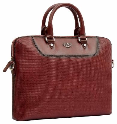 Picture of eske Bryan 14" Genuine Leather Laptop/Macbook Bag for Men, Women | Office Bag | Laptop Messenger Bag with Shoulder Strap | Spacious Compartment | Water Resistant