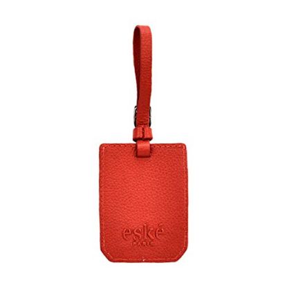 Picture of Eske Paris Leather Luggage Tag, Travel Id Label Tag For Bags Backpacks And Suitcases (Red)