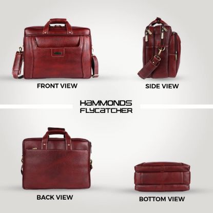 Picture of Hammonds Flycatcher Genuine Leather Executive Formal Office Bag | Shoulder Laptop Messenger Bag For Men | MacBook|NoteBook Upto 16 Inch| Crossbody Handbags with Shoulder Straps 2 Main Compartment | Brown | LB183BRN