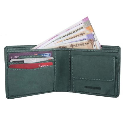 Picture of Hammonds Flycatcher Light Turquoise Vintage Leather Wallet for Men|3 Card Slots| 1 Coin Pocket|2 Hidden Compartment|2 Currency Slots