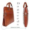 Picture of Bagneeds® Men's tan Synthetic Leather Briefcase Best Laptop Messenger Bag Satchel for Men