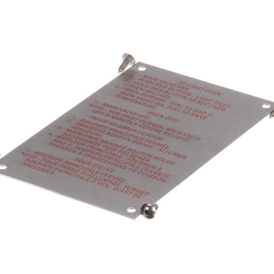 Picture of Blodgett Instruction Plate Part# 20326