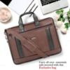 Picture of Zipline Vegan Leather 15.6 inch Laptop Compatible Messenger-Business Bag for Men Women with Multiple compartments (Brown)