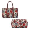 Picture of The Clownfish Oceania 28 litres Tapestry Unisex Business Travel Duffle Bag with 15.6 inch Laptop Sleeve (Red-Floral)