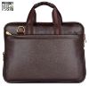 Picture of THE CLOWNFISH Vegan Leather 14 inch Briefcase Slim Expandable Bag upto 14 inch laptop size Laptopbag Slim Bag (Chocolate)