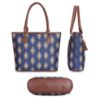 Picture of THE CLOWNFISH Aviva Printed Handicraft Fabric Handbag for Women Office Bag Ladies Shoulder Bag Tote for Women College Girls (Dark Blue)
