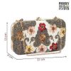 Picture of The Clownfish Senorita Collection Womens Party Clutch Ladies Wallet Evening Bag with Fashionable Round Corners Beads Work and Floral Embroidered Design (Grey)