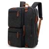 Picture of CoolBELL Canvas Convertible 17.3 inch Laptop Briefcase Backpack with Genuine Leather Logo, Pullers and Handle (Black)