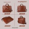 Picture of Bagneeds Men's. Women's PU Leather 15.6 inch Messenger Sling Office Shoulder Travel Organizer Bag (L, 32 X W, 6cm x H, 42 cm, Tan)