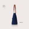 Picture of eske Aliz Canvas Vegan Leather Tote Handbag For Women | Shoulder Bag For Daily Use (Navy Blue Cognac)