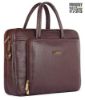 Picture of The Clownfish Trident Series 15.6 inch Faux Leather Laptop Briefcase for Men and Women (Chocolate)