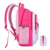 Picture of The Clownfish Brainbox Series Printed Polyester 30 L School Backpack with Pencil/Staionery Pouch School Bag Front Cross Zip Pocket Daypack Picnic Bag For School Going Boys & Girls Age 8-10 years (Blush Pink)