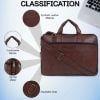Picture of Bagneeds Men's. Women's PU Leather 15.6 inch Messenger Sling Office Shoulder Travel Organizer Bag (L, 32 X W, 6cmx H, 42cm, Brown)