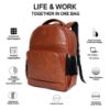 Picture of Bagneeds Synthetic Leather School/College & Travel Laptop Backpack for Unisex (Tan)