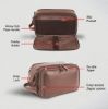 Picture of HAMMONDS FLYCATCHER Genuine Leather Toiletry Bag for Men and Women - Travel Organizer with Multiple Compartments, Brushwood Kit Bag for Shaving, Toiletries, and Grooming - Shaving Kit Bag for Men