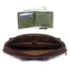 Picture of The Clownfish Combo of Milan Series Faux Leather 14 inch Laptop Briefcase (Dark Brown) The Clownfish RFID Protected Genuine Leather Bi-Fold Wallet (Moss Green)