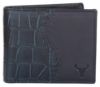 Picture of NAPA HIDE Blue Leather Wallet for Men I 4 Card Slots I 2 Currency Compartments I 1 ID Window I 3 Secret Compartments I External Card Slot I 1 Coin Pocket