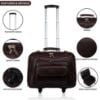 Picture of DORPER Money Hill I8 Inch Cabin Size Leather Hard Sided Suitcase 4 Wheel Trolley Bags Travel Laptop Roller Case Business Laptop Backpacks Dimension- L-56 X H-44 X W- 31 Centimeter (Brown, Leather)