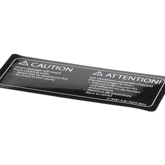 Picture of Turbochef Label Caution Empty Cavity Part# I1-9181-3