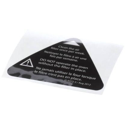 Picture of Turbochef Label, Filter Warning, Eng-fre Part# I5-9372-3