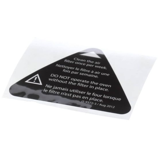 Picture of Turbochef Label, Filter Warning, Eng-fre Part# I5-9372-3
