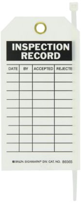 Picture of Brady® Inspection And Materialcontrol Tags  5 3/4In X3 Part# - 86565