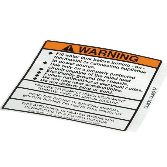 Picture of Bunn Decal, Warning-electrical Part# 831