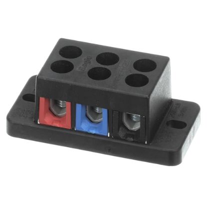 Picture of Bunn Terminal Block, 3 Pole Red/blue/black Part# 7038.0001
