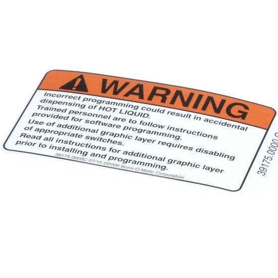 Picture of Bunn Decal, Warning Overlay Graphic Part# 39175