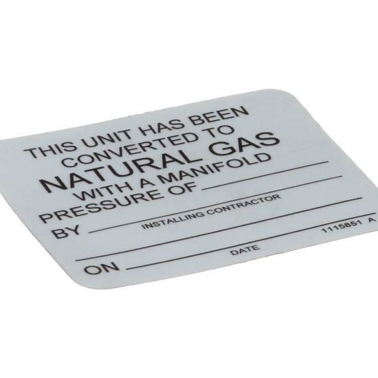 Picture of Convotherm Label;propane To Natural Gas C Part# 1115851