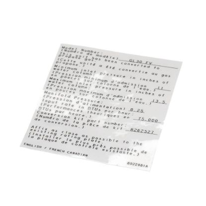Picture of Frymaster Label Conv Nat To Pro G L30 Fv Part# 8022981