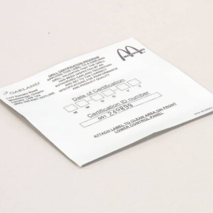 Picture of Garland Label Cert.row Part# 4518261