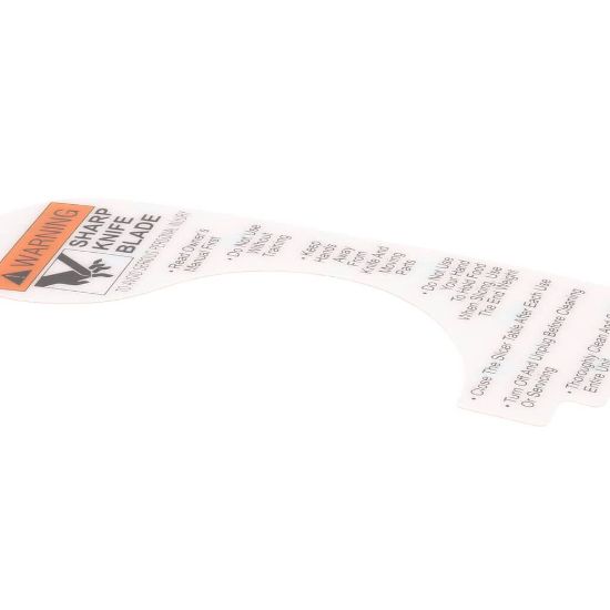 Picture of Globe Slicer Warning Label Nsf8 Part# 910242