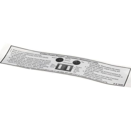 Picture of Grindmaster Cecilware Decal Maintenance Guide Part# 1940