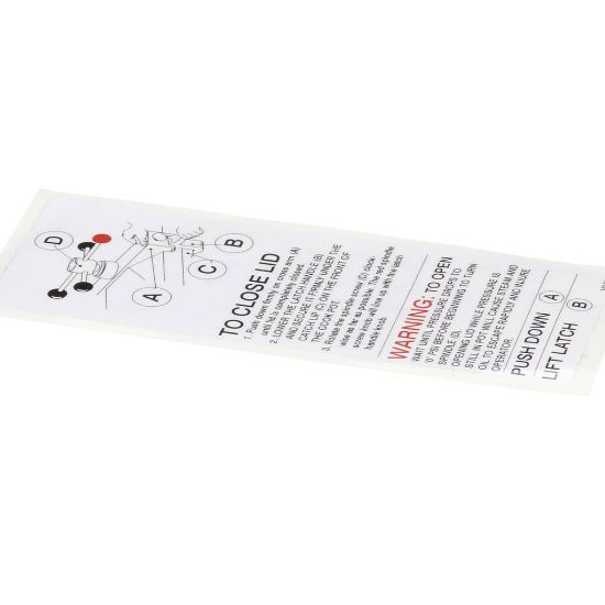 Picture of Henny Penny Label - Lid Operating Instruct Part# 16181