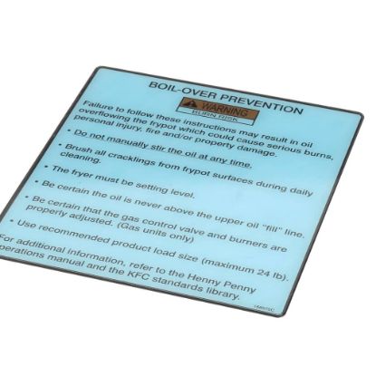 Picture of Henny Penny Label-boilovr Prevent,kfc,evol Part# 168575