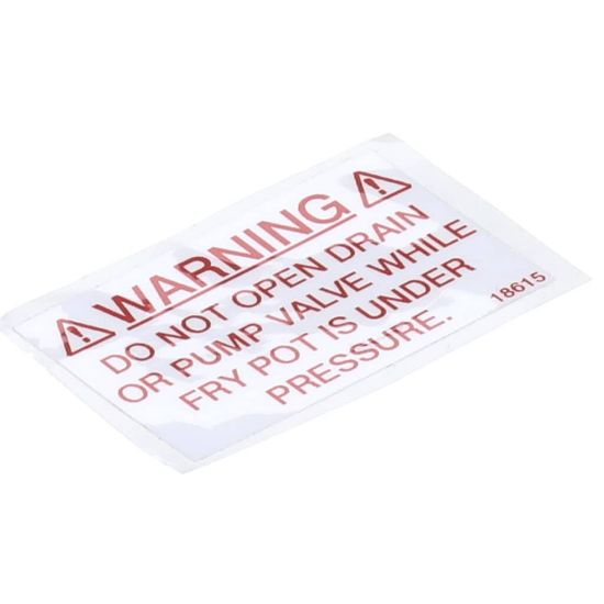 Picture of Henny Penny Label - Drain Valve Warning Part# 18615