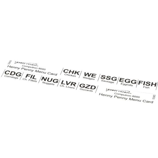 Picture of Henny Penny Card-c8000 Std Product Menu Part# 32633