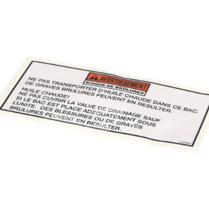 Picture of Henny Penny Label-warning Drain Pan Fre Part# 33590