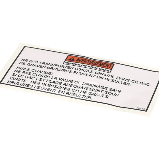 Picture of Henny Penny Label-warning Drain Pan Fre Part# 33590