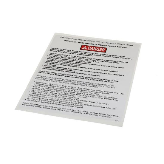 Picture of Henny Penny Label-b/o Prevent Bilingual Part# 52190